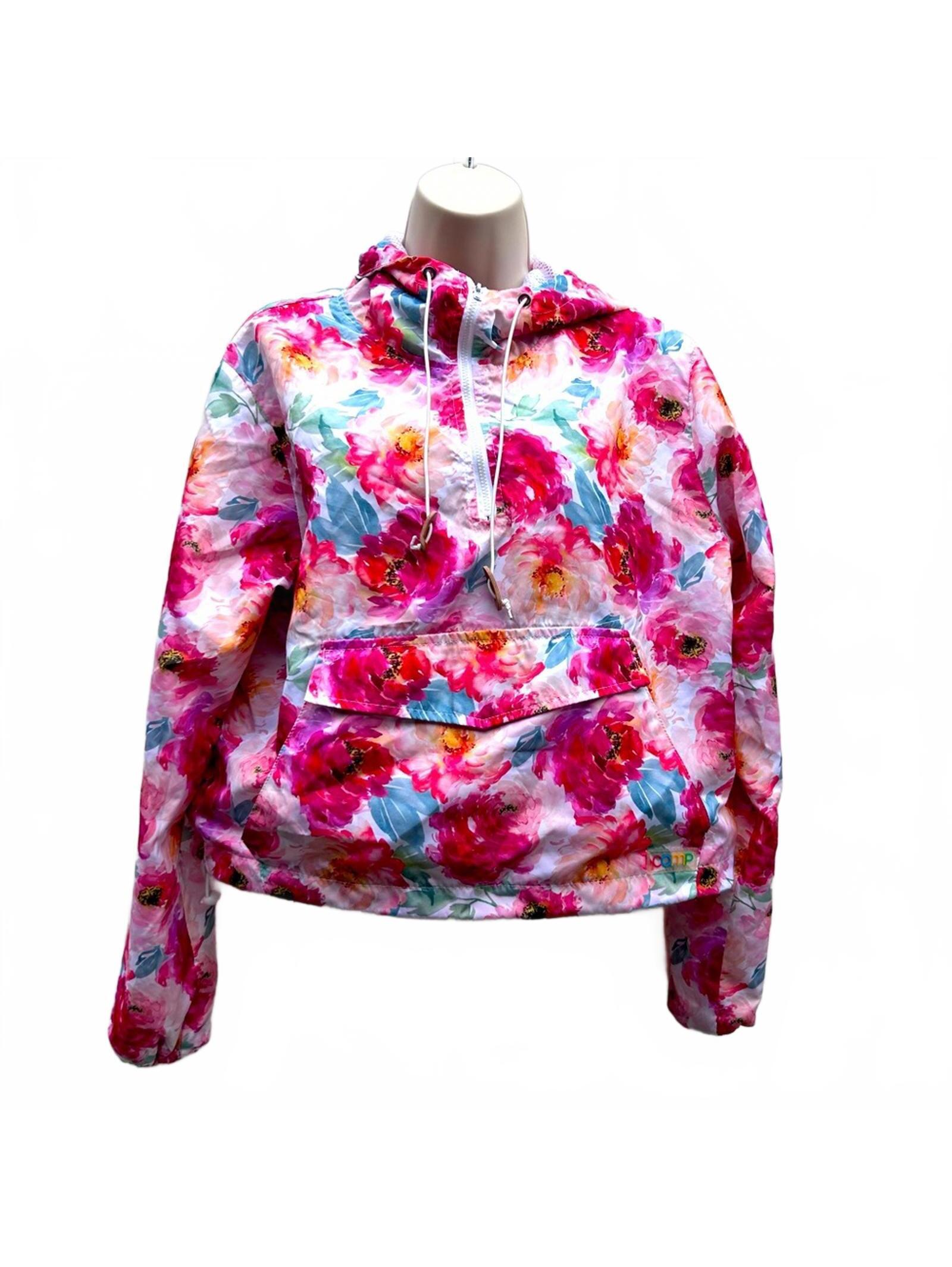 Camp Cropped Floral Lightweight Windbreaker Jacket Swim Surf Beach Wear | Medium